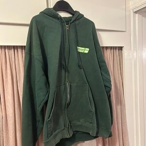 Hanes Forest Green Button Willow Race Track Zip-Up Hoodie